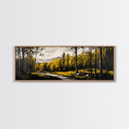 Forest Path, Golden Trees, Autumn Landscape, Canvas Print, Rustic Nature Art, Cozy Cabin Decor, Fall Wall Art, Living Room Wall Decor
