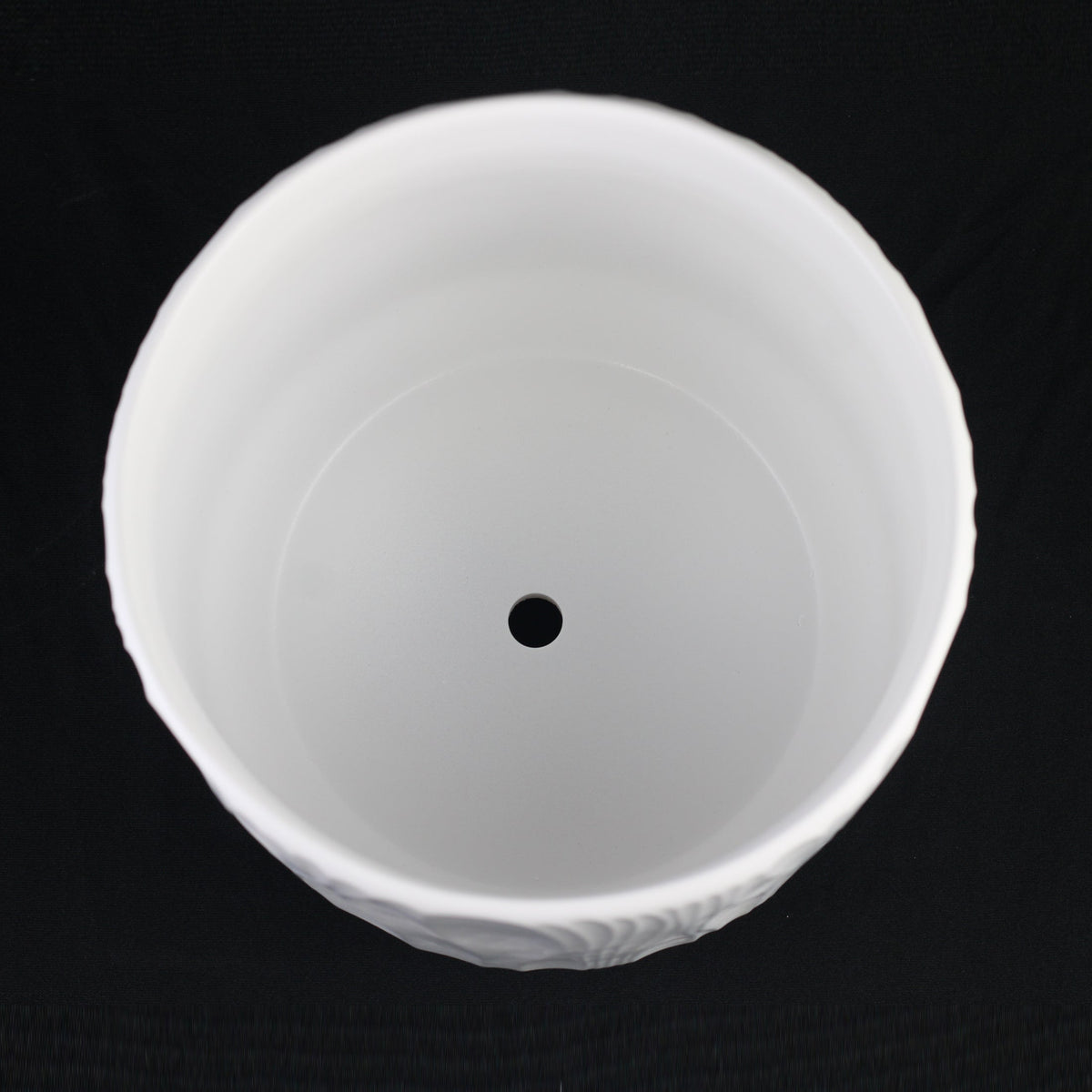 3-Piece White Stoneware Planter Pot Set with Embossed Texture