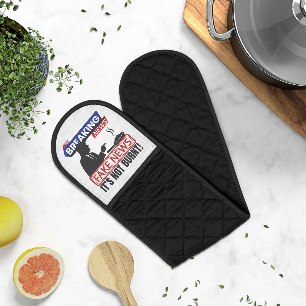 “Fake News! It’s Not Burnt.” Political Parody Oven Mitt