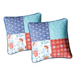DaDa Bedding Set of 2-Pieces Bohemian Vibes Patchwork Floral Throw Pillow Covers, 18" x 18" (JHW878)