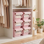 3 Pieces Storage Bins on Wheels Stackable Plastic Boxes with Stay-Open Lid (S)