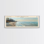 Lake Michigan Framed Canvas Print, Lake House Decor, Panoramic Wall Art, Travel Poster, Beautiful Landscape Painting, Bedroom Decor
