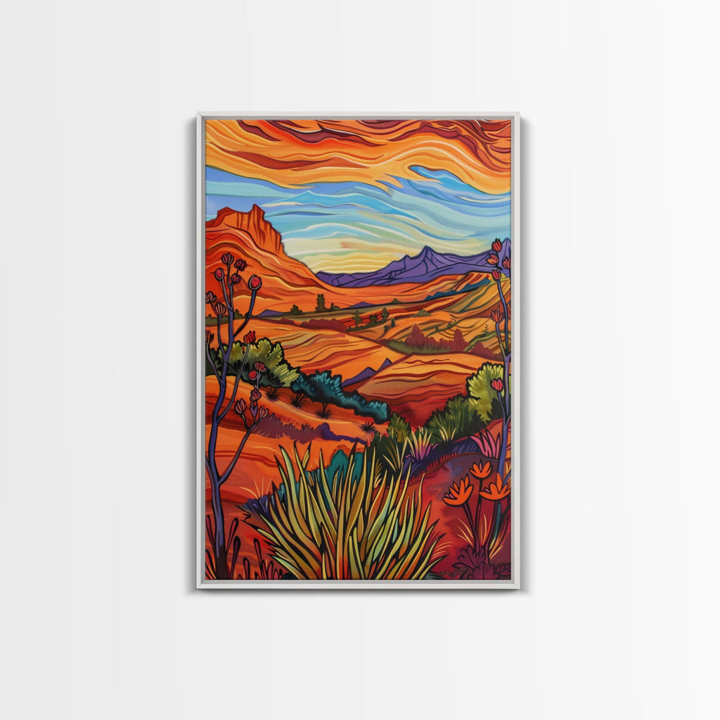 Framed Canvas Print, Serene Desert Landscape with Rolling Hills, Beautiful Wall Art for Living Room or Bedroom Decor