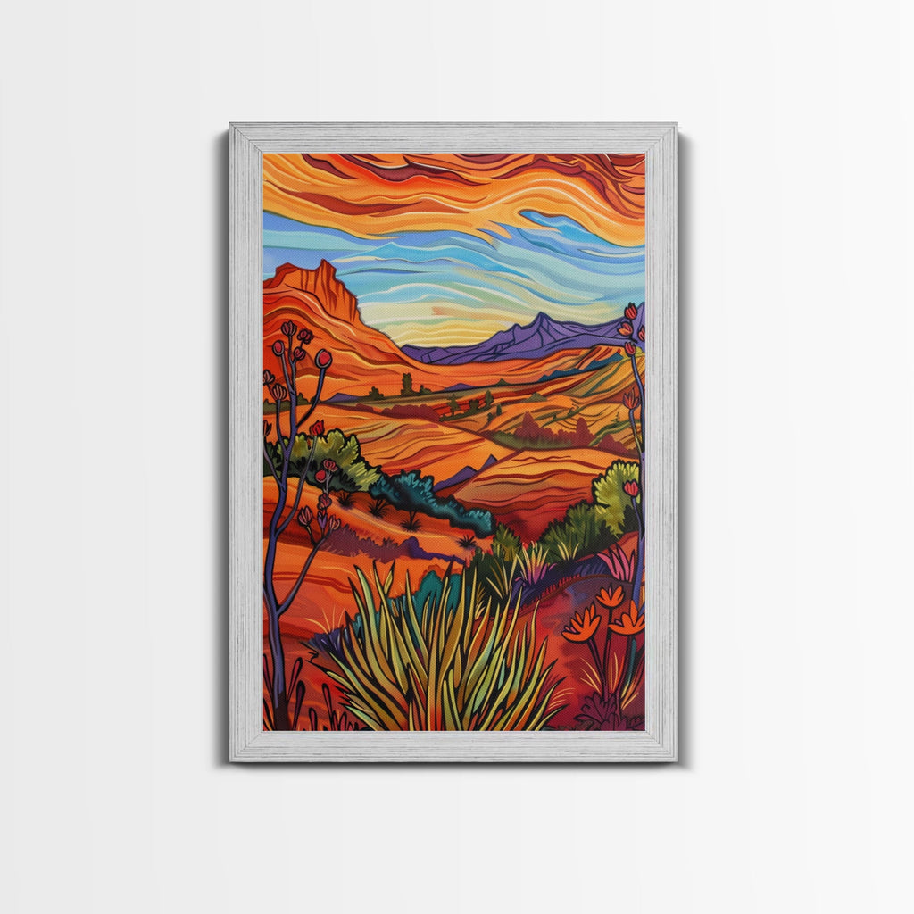 Framed Canvas Print, Serene Desert Landscape with Rolling Hills, Beautiful Wall Art for Living Room or Bedroom Decor