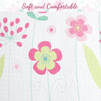 Blossom Floral Pink Purple Stripe Print Cotton Reversible Quilt Bedding Set