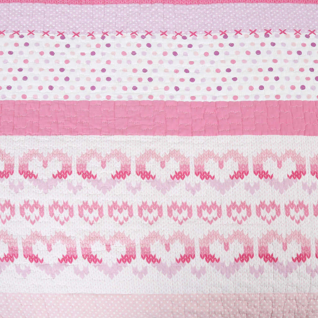 Butterfly Fairisle Pink Purple Striped Sweater Print Cotton Reversible Quilt Bedding Set