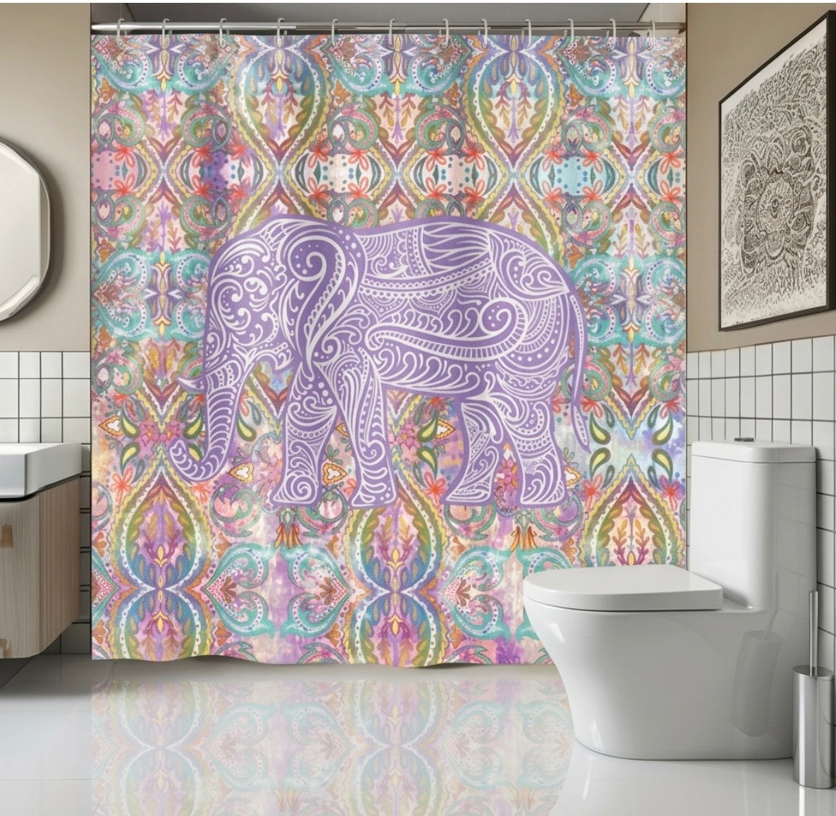 Bohemian Elephants Shower Curtain