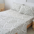 Tache Dreamy Moon Sky Ogee Damask Heather Gray White Bed Sheet Set (TB300)