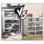 6/12/24PCS Clear Shoe Storage Boxes Stackable Foldable Sneaker Organizer Bin