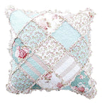 DaDa Bedding Patchwork Hint of Mint Floral Cotton Patchwork Euro Pillow Cover