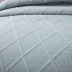 Tache Soothing Pastel Seafoam Blue Diamond Stitch Cotton Quilt Set (JHW-856)