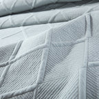 Tache Soothing Pastel Seafoam Blue Diamond Stitch Cotton Quilt Set (JHW-856)