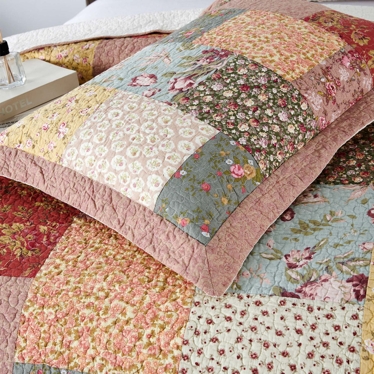 Kasentex Lightweight Cotton Floral Bed Pillow Sham - Comfort Sleeping Pillow Shams, Yellow