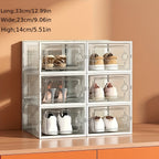 6/12/24PCS Clear Shoe Storage Boxes Stackable Foldable Sneaker Organizer Bin