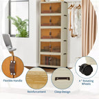Storage Organiser,5 Tier Stackable Clothes Storage Boxes with Wheels,Folding Drawers for Clothes, Cupboard Organiser for Bedroom