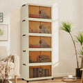 Storage Organiser,5 Tier Stackable Clothes Storage Boxes with Wheels,Folding Drawers for Clothes, Cupboard Organiser for Bedroom