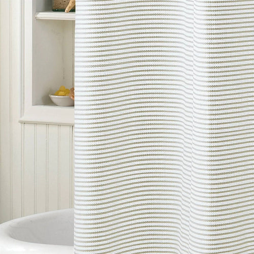 72-inch Taupe Tan and White Stripes Cotton Shower Curtain