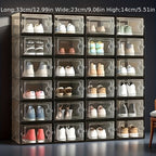 6/12/24PCS Clear Shoe Storage Boxes Stackable Foldable Sneaker Organizer Bin