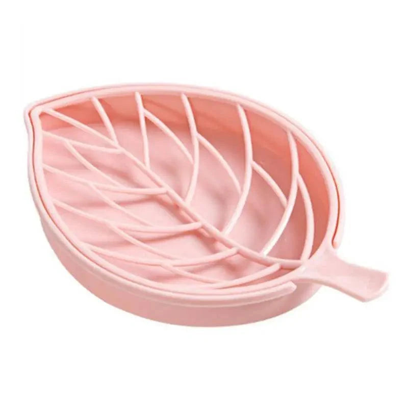 Bathroom Accessories Dish Plate Case Home Shower Leaf Shape Holder Container Soap Box Plastic Soap Box Dispenser Soap Rack Soap Dishes Leaf-Shaped Shower Soap Bar Holder With Draining Tray Fashionable Soap Dishes For Shower Kitchen