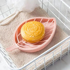 Bathroom Accessories Dish Plate Case Home Shower Leaf Shape Holder Container Soap Box Plastic Soap Box Dispenser Soap Rack Soap Dishes Leaf-Shaped Shower Soap Bar Holder With Draining Tray Fashionable Soap Dishes For Shower Kitchen