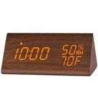 Digital Alarm Clock with Wooden Electronic LED Time Display