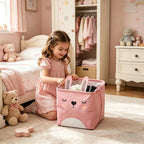 Fabric Cartoon Kids' Toy Storage Bin, Foldable Clothing Organizer & Laundry Hamper, Creative Living Room Storage Basket