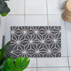 Vibhsa Bath Rug Geometric Pattern in Grey & Ivory