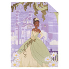NoJo Disney Princess Tiana Create Your World 4 Piece Toddler Bed Set - Comforter, Fitted Bottom Sheet, Flat Top Sheet, Reversible Pillowcase, Lavender, Green, Yellow