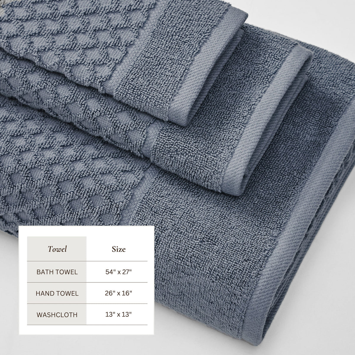 Cotton Diamond Waffle Weave Bath Towel Set - Grayson Collection