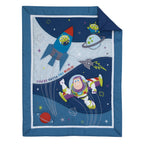 Toy Story Outta This World Blue and Gray Buzz Lightyear 4 Piece Nursery Crib Bedding Set - Comforter, Fitted Crib Sheet, Changing Pad Cover, and Crib Skirt