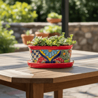 Small Talavera Flower Pot | Colorful Hand-Painted Mexican Planter