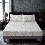 Tache Dreamy Moon Sky Ogee Damask Heather Gray White Bed Sheet Set (TB300)