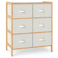 Fabric Dresser with 6 Drawers with 6 Folding Fabric Bins for Bedroom Living Room-Natural