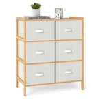 Fabric Dresser with 6 Drawers with 6 Folding Fabric Bins for Bedroom Living Room-Natural
