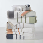 Decorative Cotton Stripe Bath Towel Set - Noelle Collection