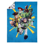 Disney Toy Story Taking Action Blue, Green and Yellow 4 Piece Toddler Bed Set - Comforter, Fitted Bottom Sheet, Flat Top Sheet, and Reversible Pillowcase